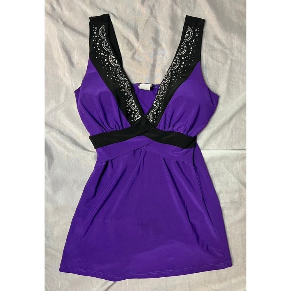 Gidani - Womens Y2K Purple and Black Top Sz SM